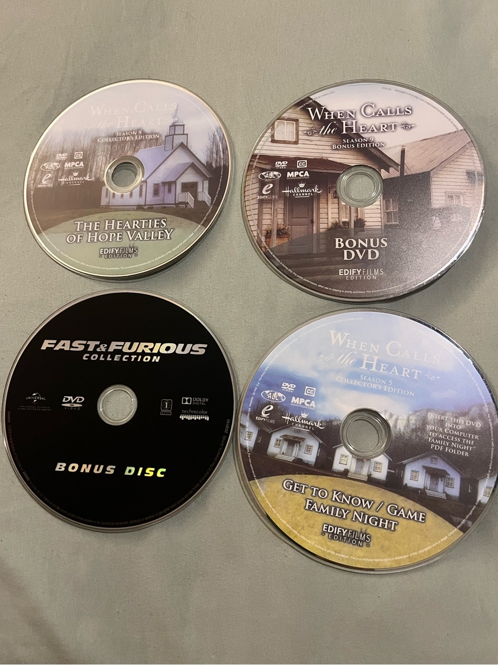 Bonus DVD Disc Lot – When Calls the Heart, Fast & Furious Collection & Extras